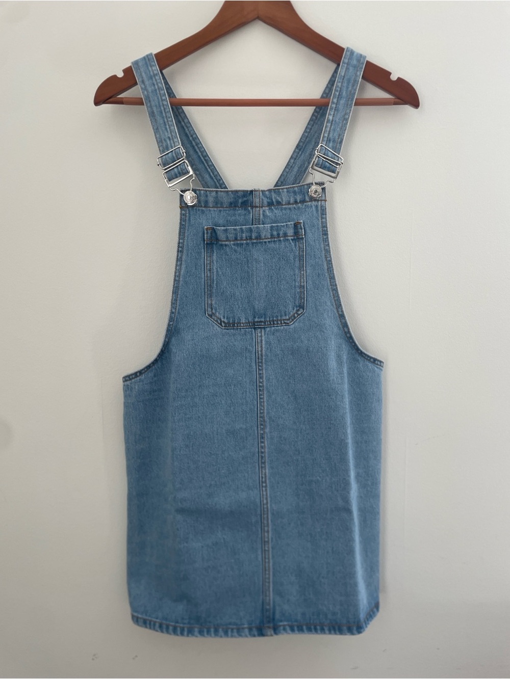 Forever 21 Blue Denim Overall Dress with Front Bib Pocket